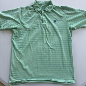 B. Draddy USA Green Striped Golf Polo Shirt Pima Cotton Stretch Men's M
